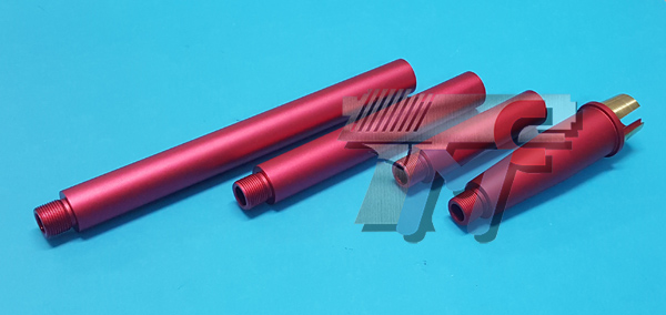 Tokyo Arms Multi-Length CNC Outer Barrel for Marui M4 GBB (14mm-) (Red) - Click Image to Close